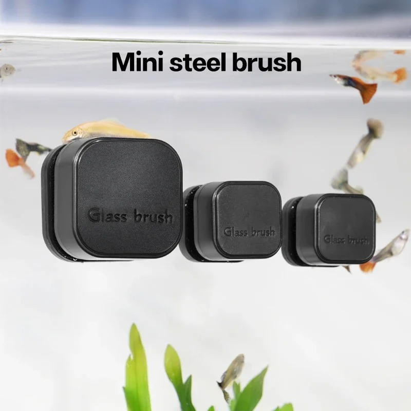 Aquarium Fish Maintenance - Mini Square Magnetic Brush Aquarium Glass